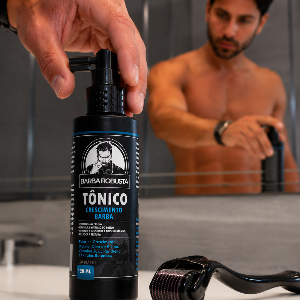 Tonico Cresce Barba, Crescimento e Fortalecimento dos Filículos, Barba Robusta Original 120ML