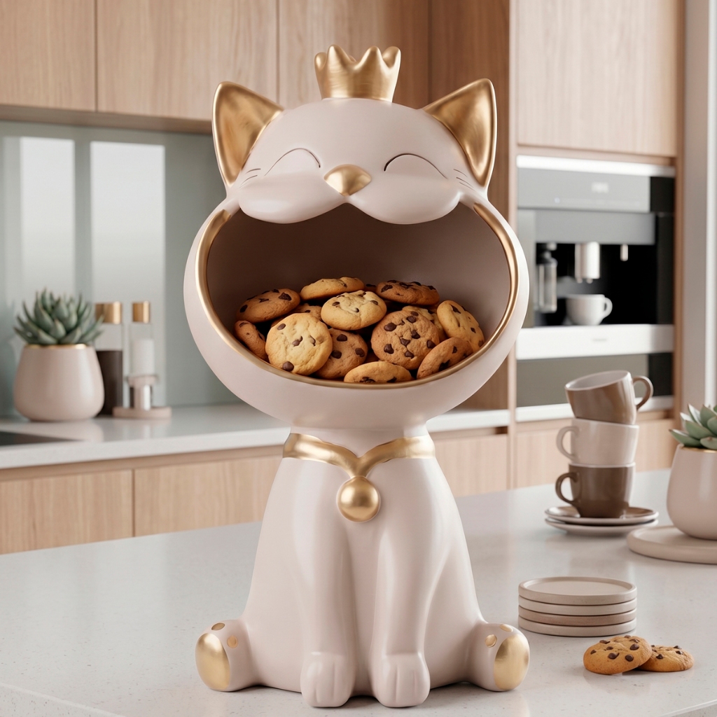 Vaso Gato Decorativo Mesa de Jantar Luxo Cerâmica Baleiro Porta-Objeto Decoração Aniversário Cozinha