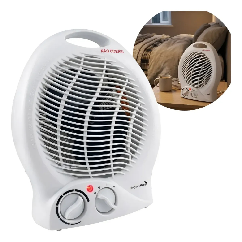 Aquecedor Ventilador Portátil Elétrico Ar Ambiente 3 Velocidades