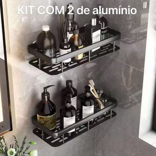 Kit com 2 SUPORTE PARA SHAMPOO PARA USO NO BANHEIRO NA PAREDE de alumínio suporte organizador multiuso