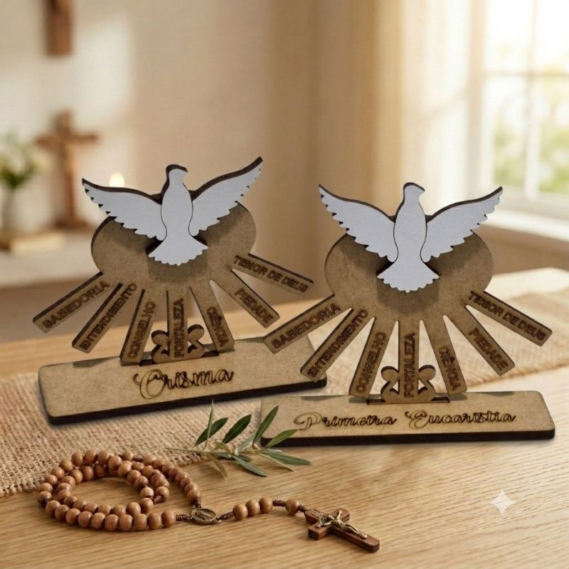 Kit Lembrancinhas Crisma, Batizado e Primeira Eucaristia, MDF