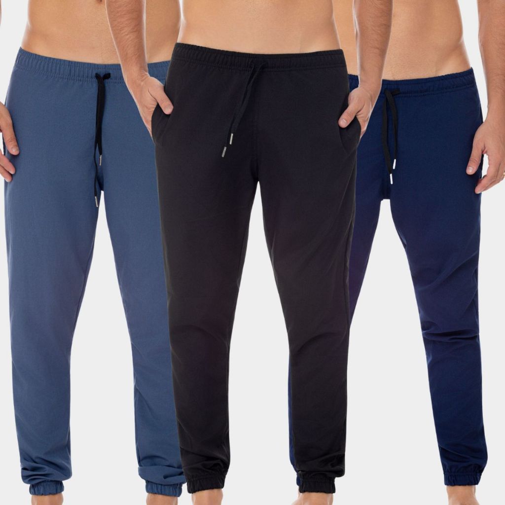 Calça Tactel Jogger Academia Masculina Com Elastano Inverno Frio Homem Esporte Caminhada Bolso