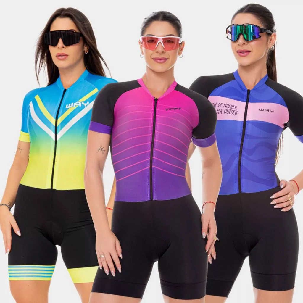 Macaquinho de Ciclismo Feminino Macacão Forro De Gel Alta Densidade Almofadado Roupa Bike Pedal MTB