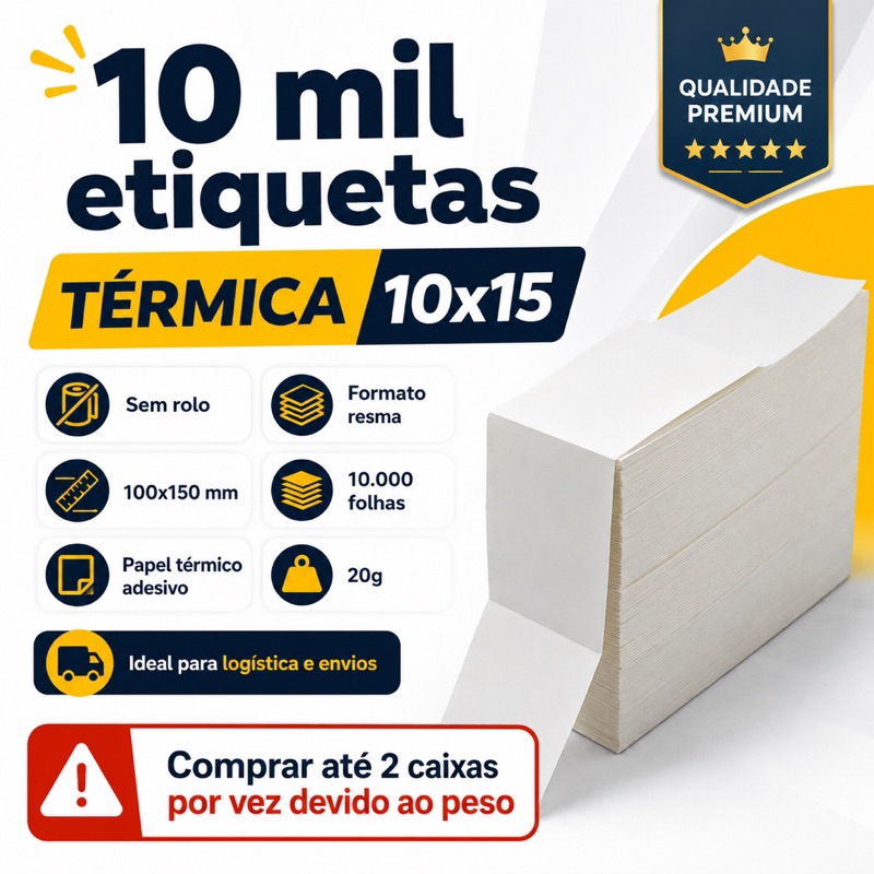 10 Mil Etiquetas Térmicas 100x150mm Adesiva Direta Sem Ribbon Formato Resma Para Correios Shopee Mercado Livre ecommerce