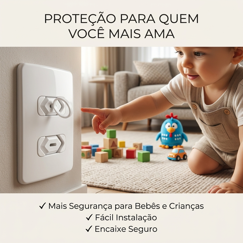 Protetor de Tomada Infantil Contra Choque Elétrico Kit 8/12/18/24 Unidades