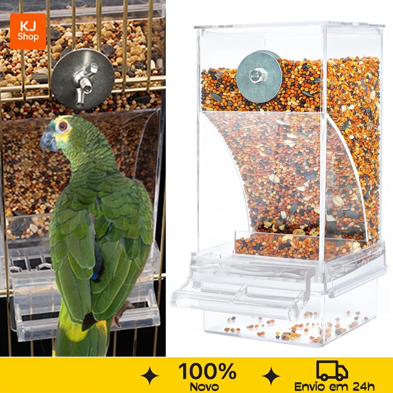 Comedouro Automático Para Pássaros Acrílico Anti Sujeira Gaiola Calopsita Canário Periquito