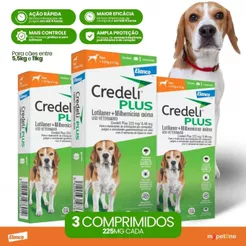 Kit 3 Credeli Plus Elanco para Cães de 5,5 a 11 kg - 1 Comprimido