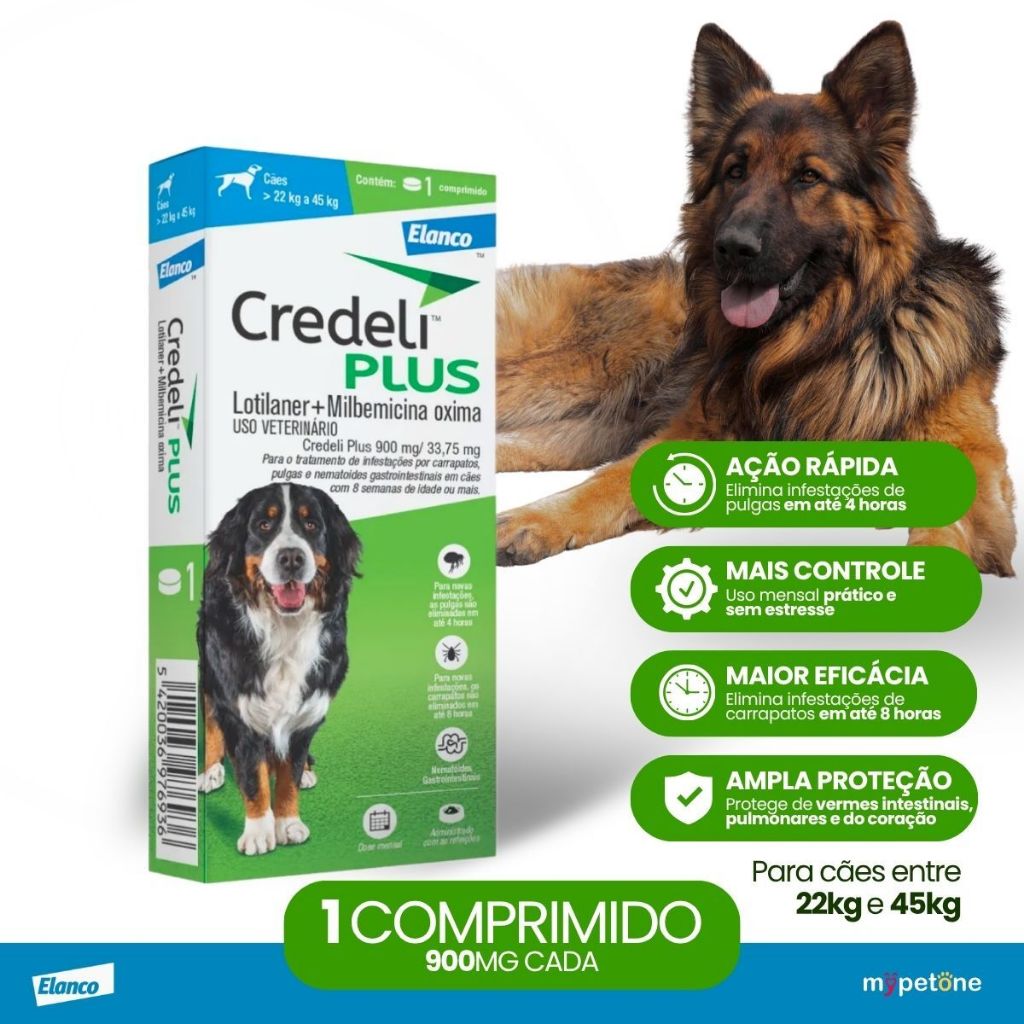 Credeli Plus Elanco para Cães de 22 a 45 kg - 1 Comprimido