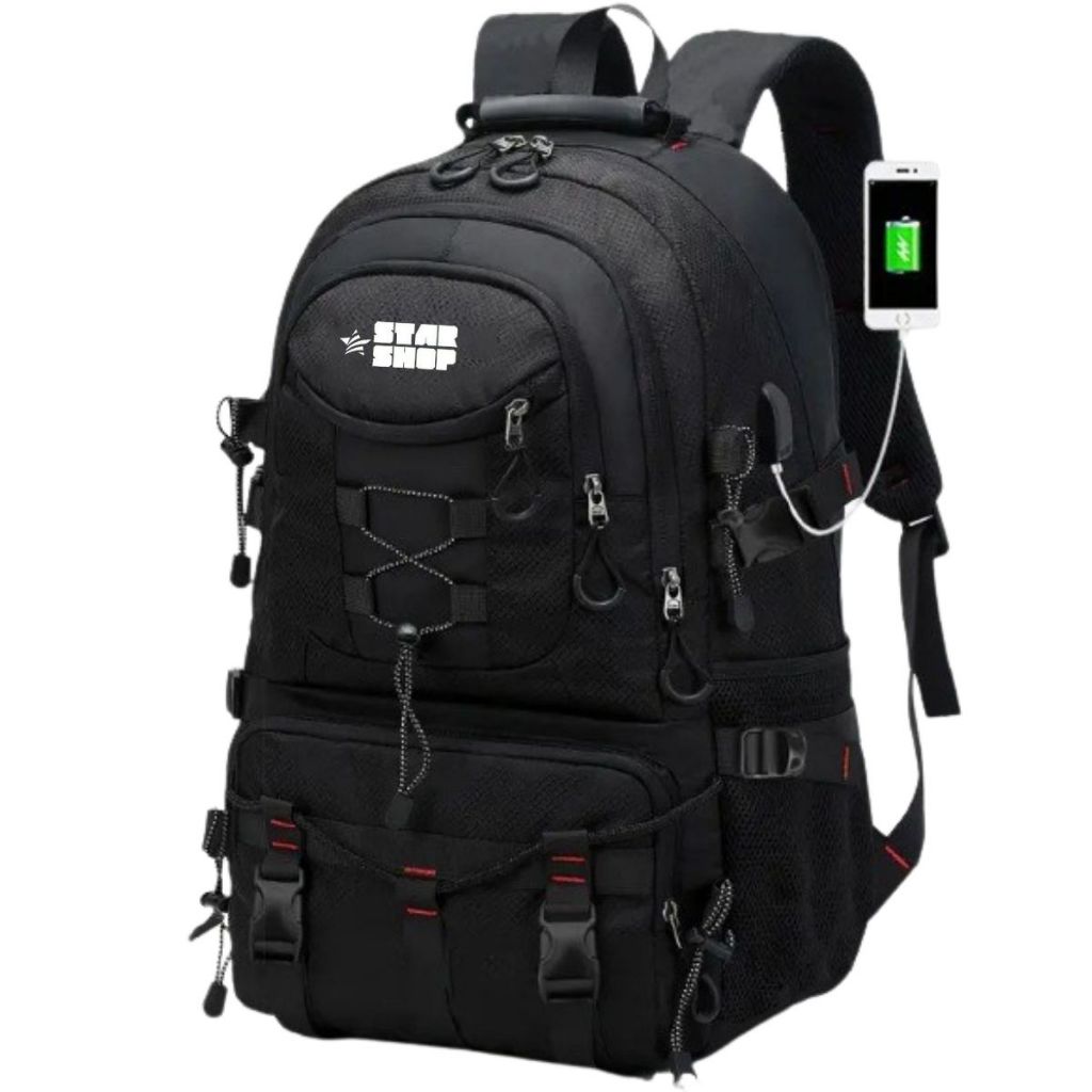 Mochila Masculina Grande Notebook Camping Trilha USB Reforçada Viagem Aventura Tática Trekking