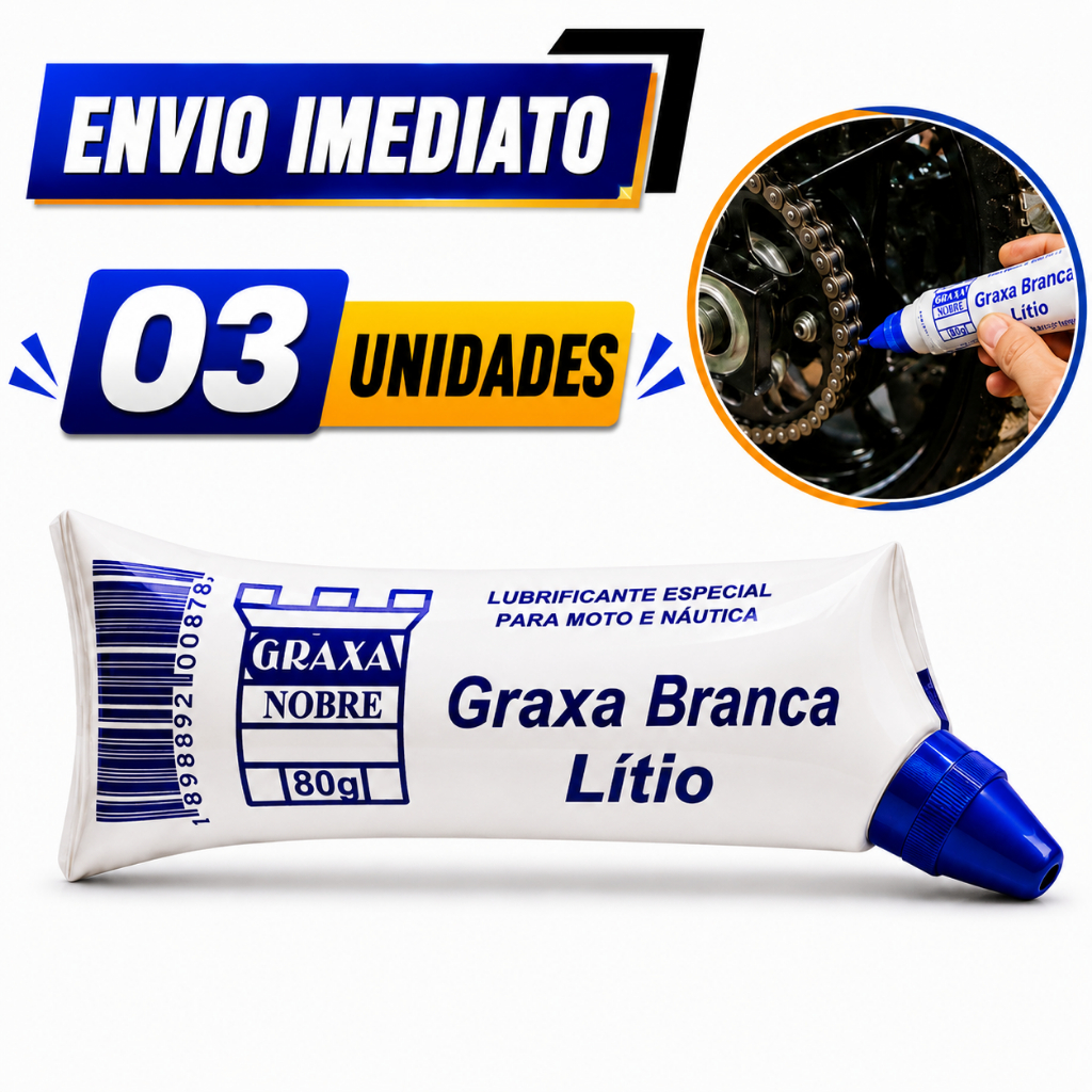 Graxa Branca Lítio 80g Lubrificante Corrente Engrenagem Anti Ferrugem Moto Náutica Kit 1 2 3 Un