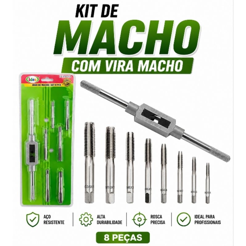 Jogo Kit Macho Com Vira Macho 8 Pçs - Idea 3-4-5-6-8-10 E 12
