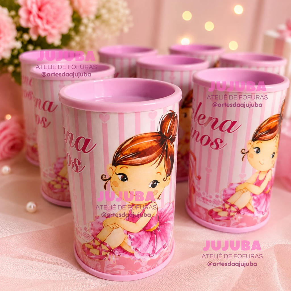 Kit 10 Cofrinho Personalizado Lembrancinha Aniversário Infantil Menina Bailarina Festa Personalizada Brinde Criança