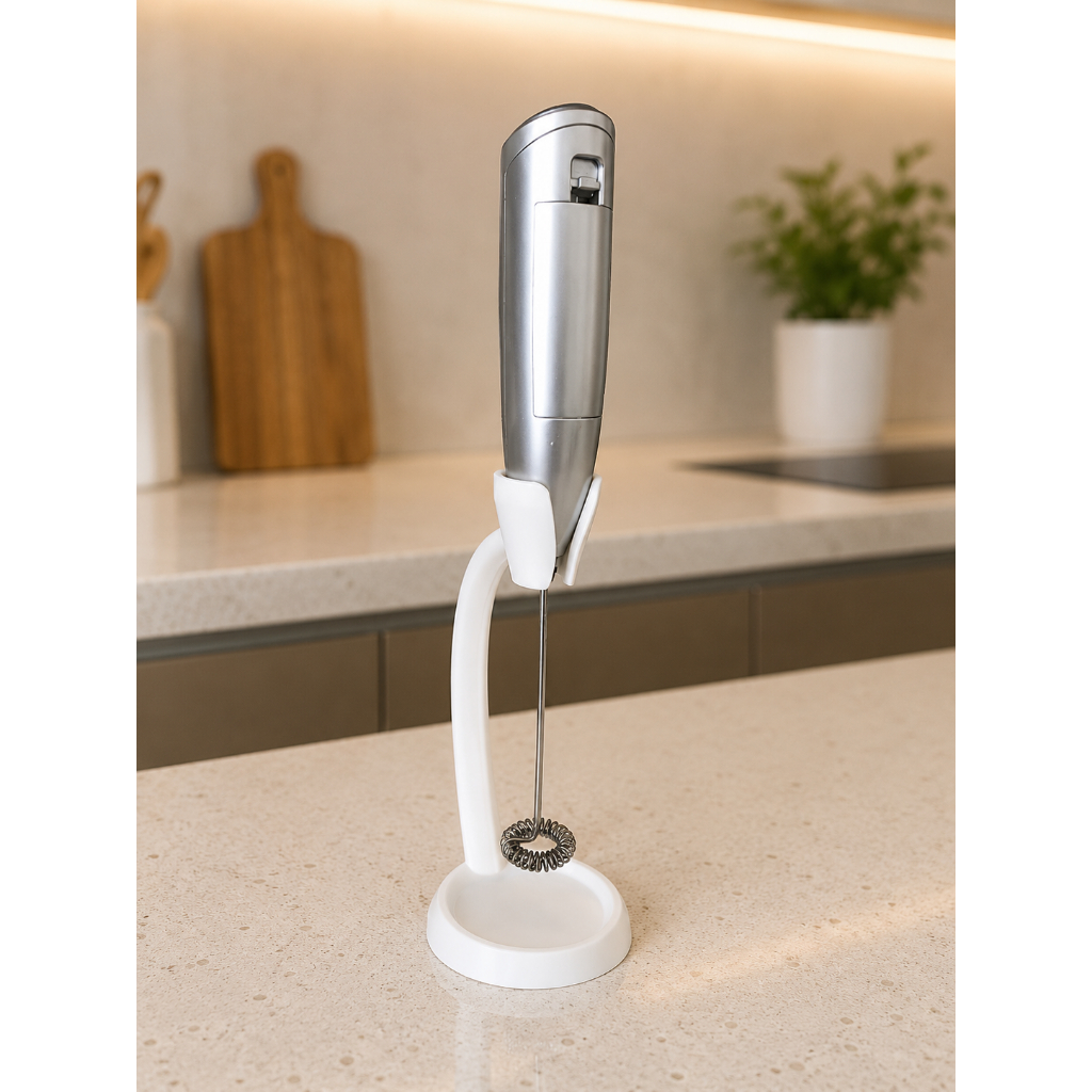 Suporte Premium para Mixer Elétrico | Organizador de Bancada para Espumador de Leite, Café, Whey e Drinks | Base Estável