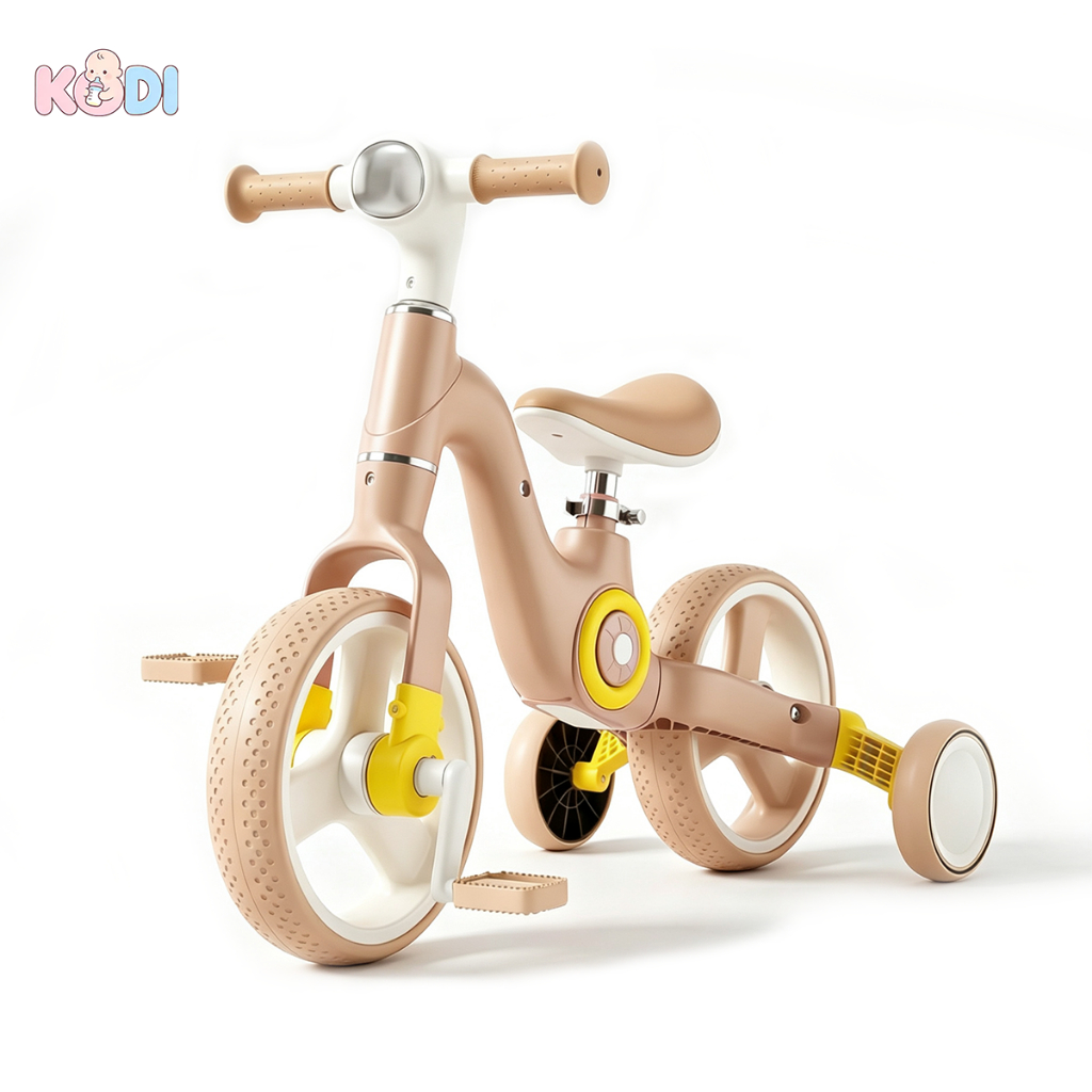 2-10 Bicicleta Infantil 2 em 1 com Pedais Removíveis Luzes Música Rodas Auxiliares Até 30 KG -P24