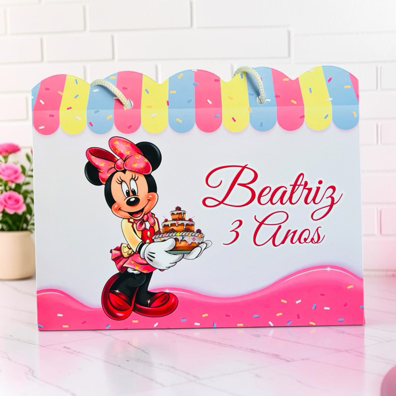 SACOLINHA PEGUE E MONTE DA MINNIE CONFEITARIA PERSONALIZADA COM NOME E IDADE-LEMBRANCINHA PARA CRIANÇA-ANIVERSÁRIO-FESTA