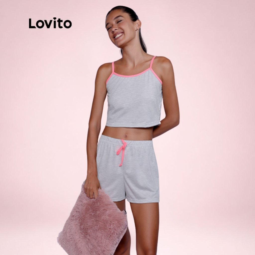 Lovito Conjunto KIT Pijama com 3 Peças Estampa Listrada PJB1009BRL1039