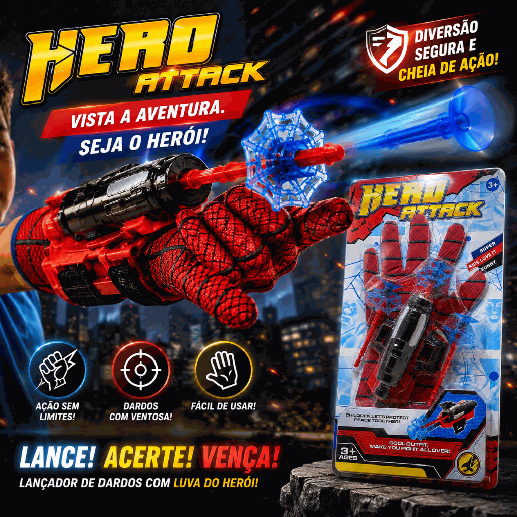 Luvas Homem Aranha Infantil Lançador de Teia Dardo Brinquedo Spider Man