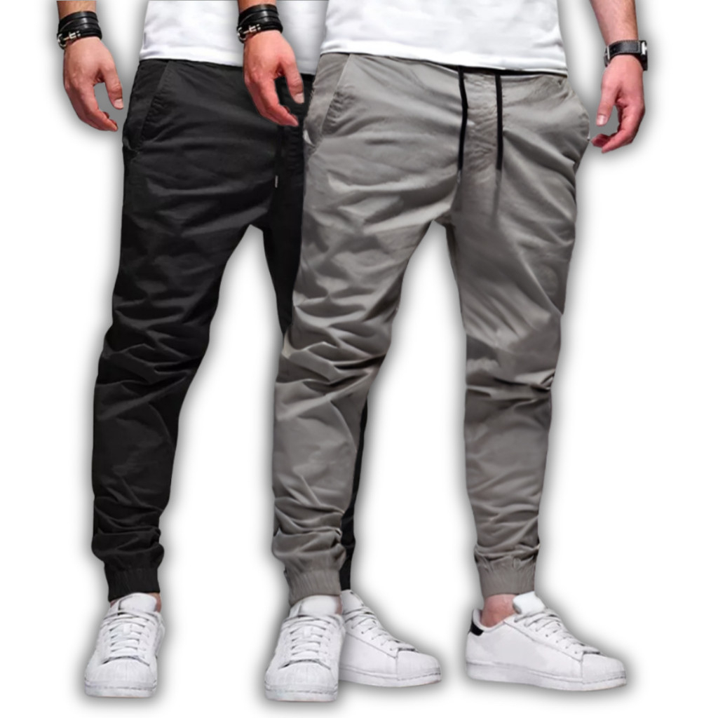 Calça Jogger Masculina Sarja Jeans 4 Bolsos Com Punho Elástico Cintura Ajustável Casual Streetwear