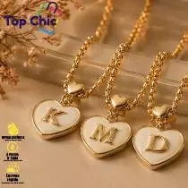 Pingente Coração com LetraA- Z em Ouro – Colar Feminino Ideal para Presente