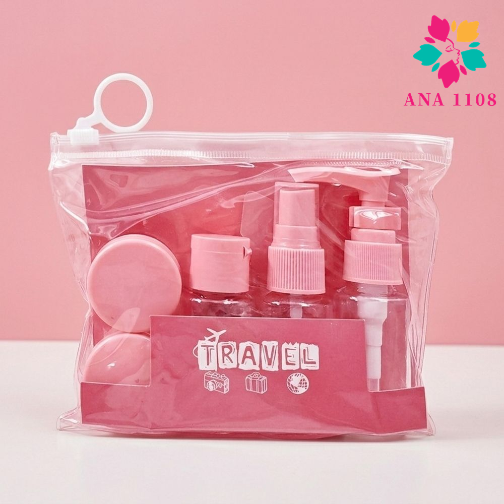 ANA1108 Kit  Mini Rosa Frascos para Viagem Organizador Shampoo Condicionador Creme Perfume