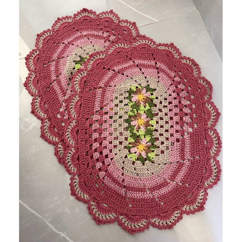 Par de tapetes em crochê, tapete oval, tapetes crochê porta, 2 unidades. PRONTA ENTREGA!