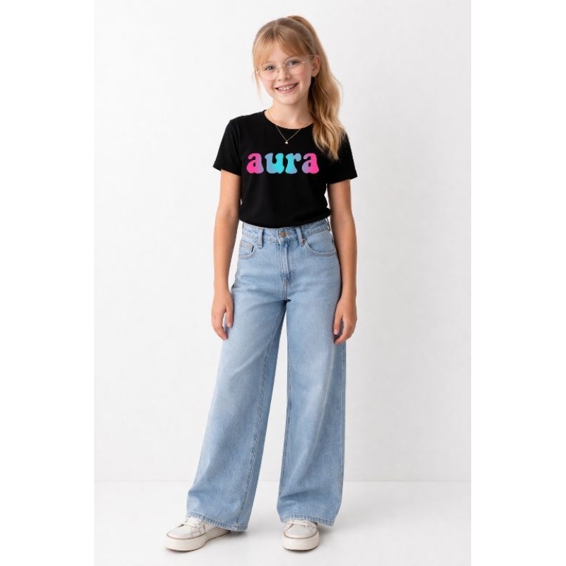 Aurá Camiseta Infantil Feminina 100% Algodão Estampa Colorida Confortável e Estilosa para Meninas