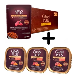 Kit 18un. Ração Úmida GranPlus Gourmet Cães Ovelha 100g + 3un Patê Carne e Cenoura 300g