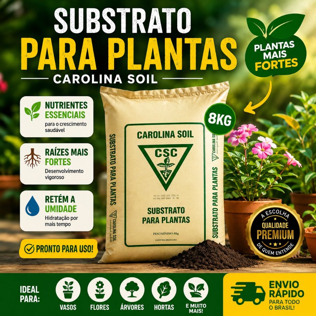 Substrato Carolina Soil Padrão 8kg (45l) Germinação Jardinagem 50%turfa 50%perlita Solo Quintal Planta Horta