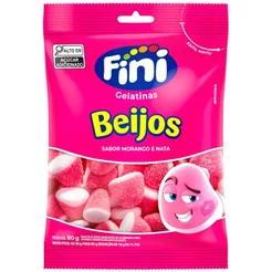 Bala de Gelatina Beijos de Morango 80g - Fini