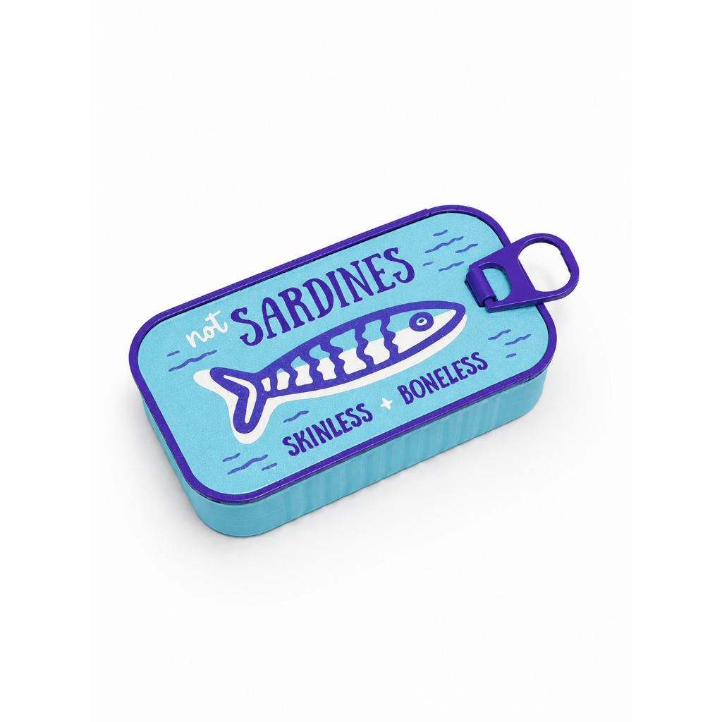 Porta Joias Compacto Feminino para Viagem Azul e Roxo | Organizador de Brincos e Anéis (Design Lata Sardinha)