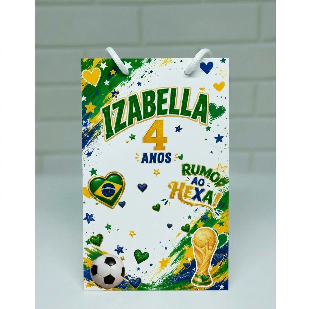ENVIO RÁPIDO PEGUE MONTE Sacolinha Futebol Brasil Copa  | Personalizados Lembrancinha Festa Infantil