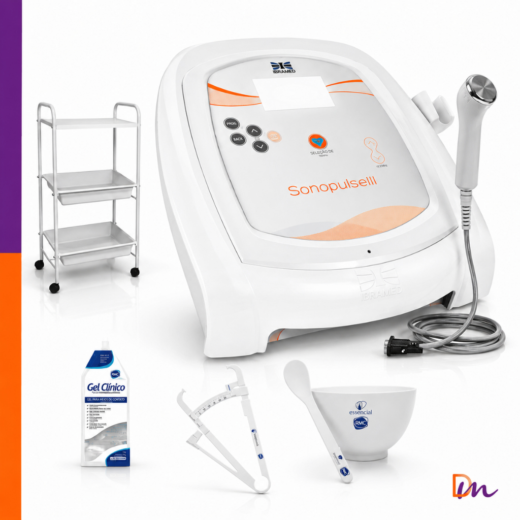 Sonopulse III + Carrinho Auxiliar Aparelho de Ultrassom 1 e 3 MHz - Ibramed