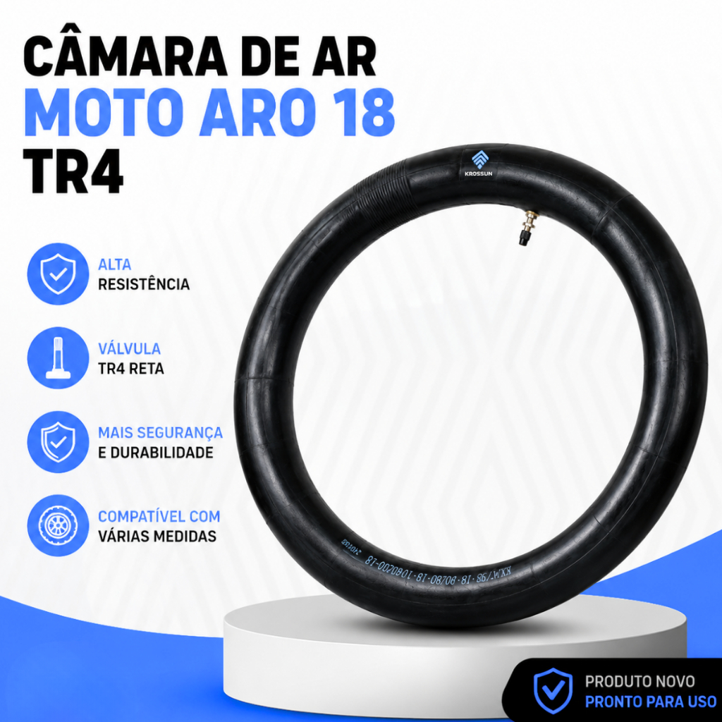 Câmara De Ar Moto Aro 18 TR4 2.50 2.75 3.00-18 Pneu CG Titan Fan 125 150 YBR Intruder