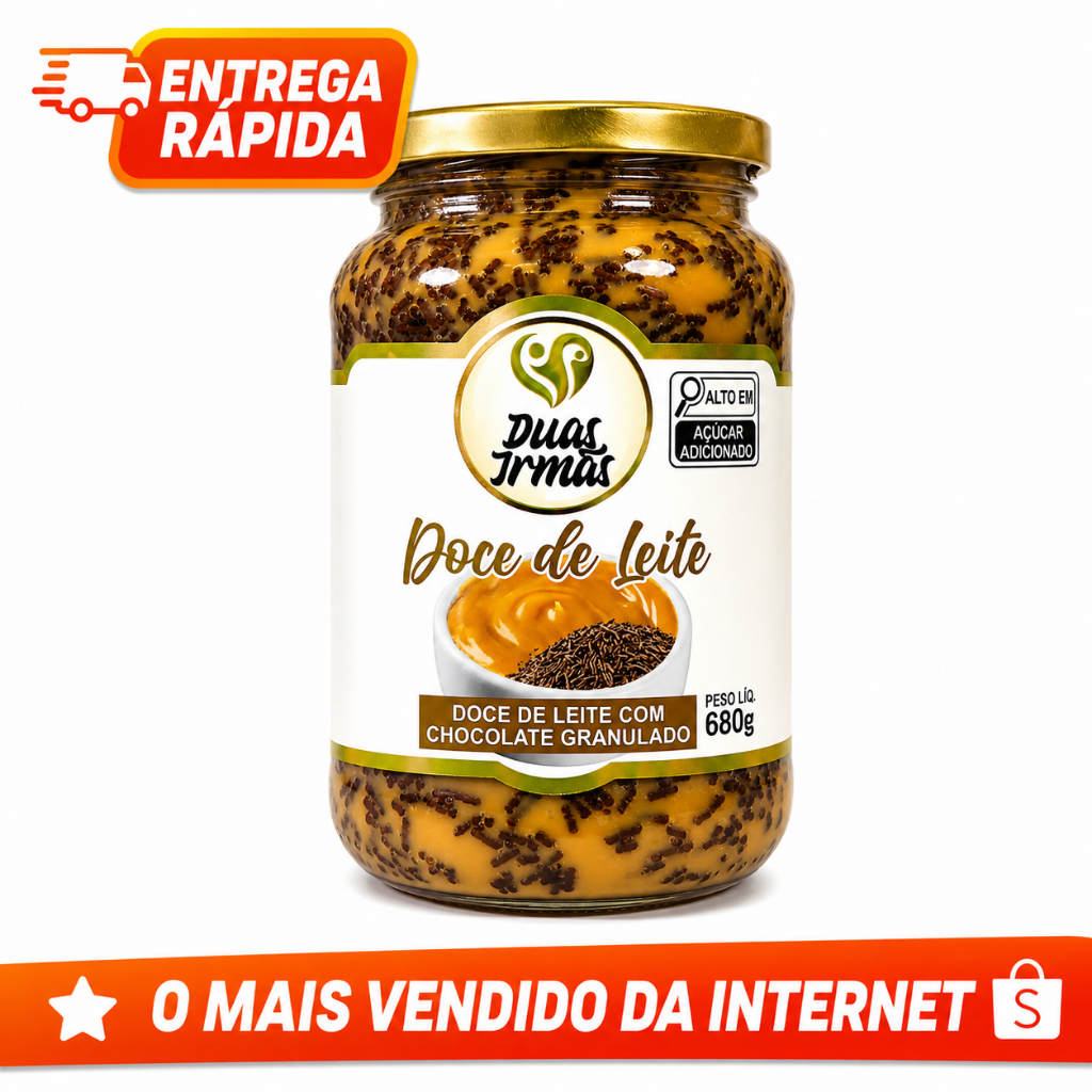 Doce de leite Cremoso com Chocolate Granulado Duas Irmãs 680g