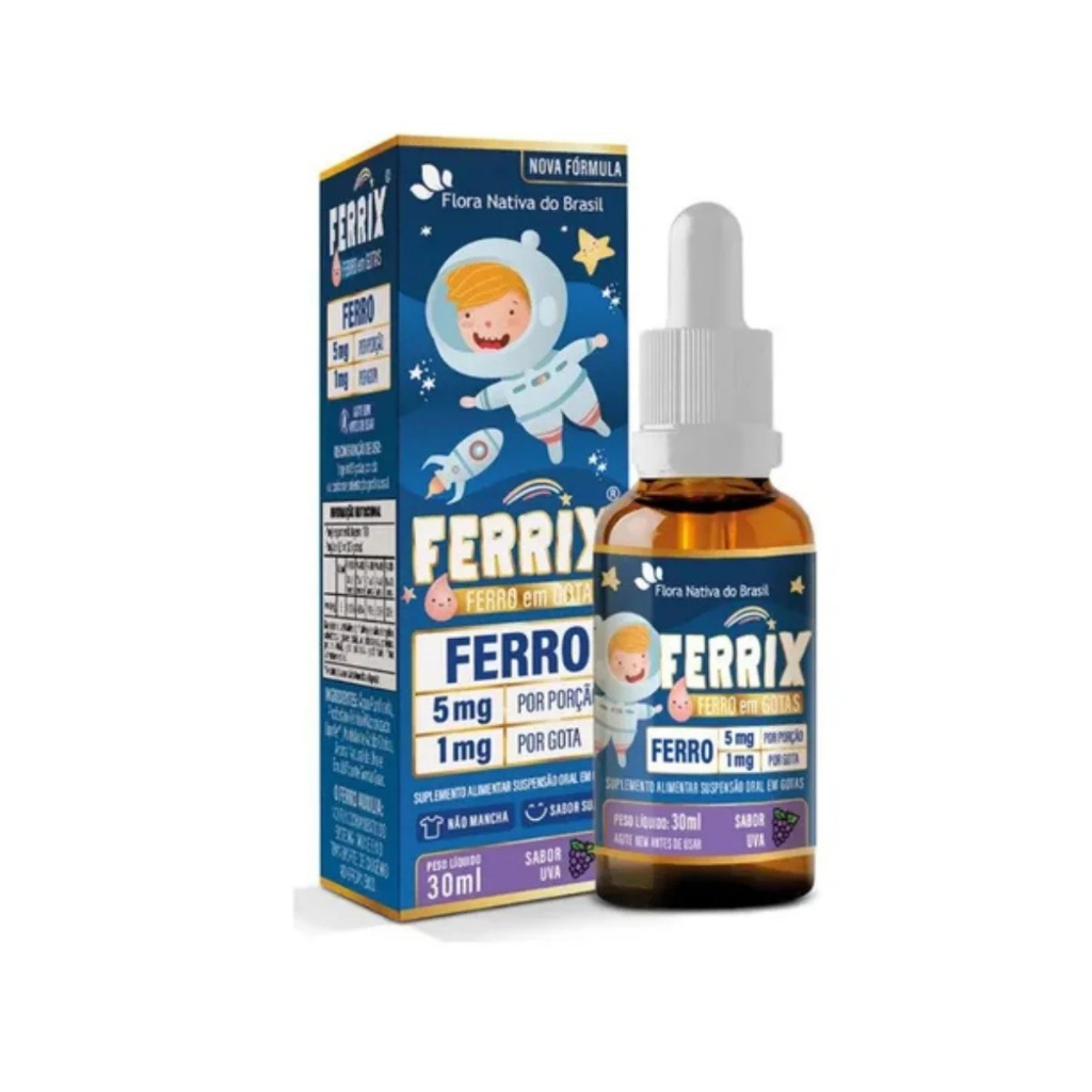 Ferrix 30ml Infantil Suplemento de Ferro Flora Nativa Sabor Uva