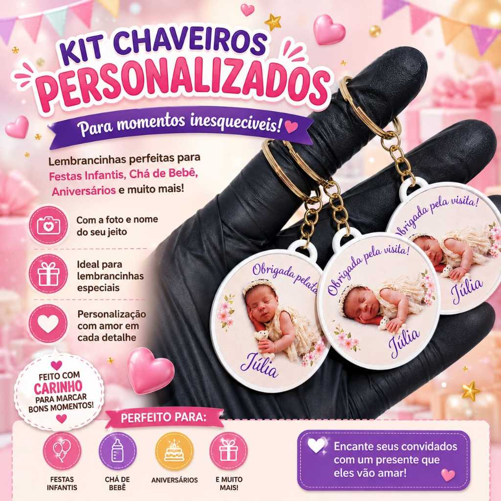 Kit chaveiros personalizados a sua escolha para festas infantis aniversarios encontros lembrancinhas