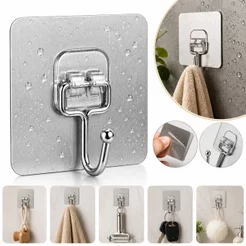 Kit Ganchos de Parede Autocolantes Inox para Organização Doméstica