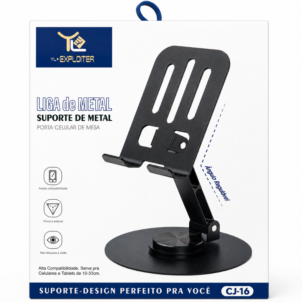 SUPORTE DE CELULAR TABLET MESA EM ALUMINIO BASE ROTATIVA 360° YL.EXPLOITER