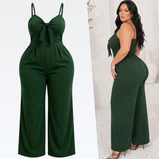 Macacão Feminino Pantacourt Plus Size Feminino Wide Leg Pantalona Decotado Alcinha
