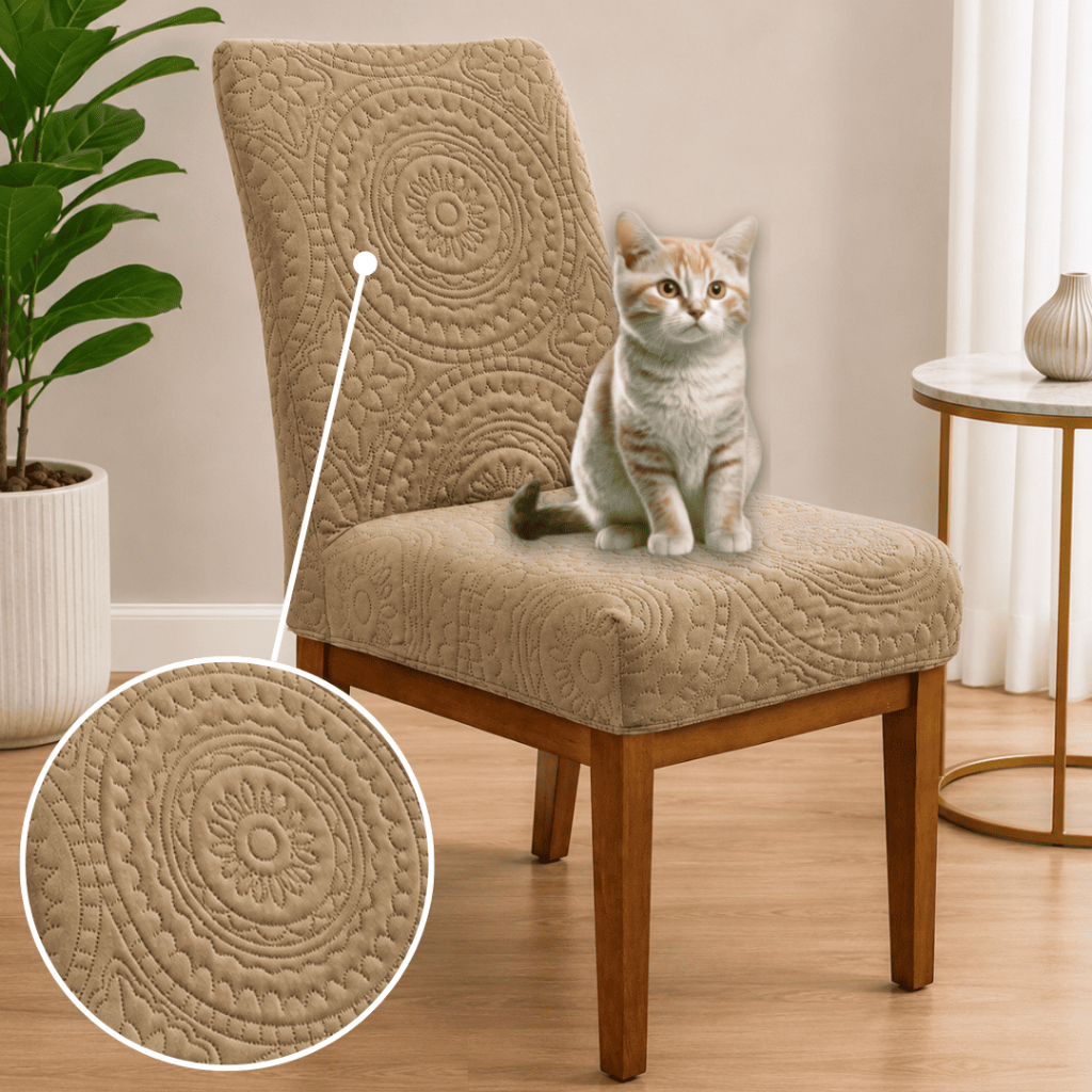 Kit Capa de Cadeira Matelassê Acolchoada 2 4 6 8 Anti Gato Premium Encaixe Perfeito