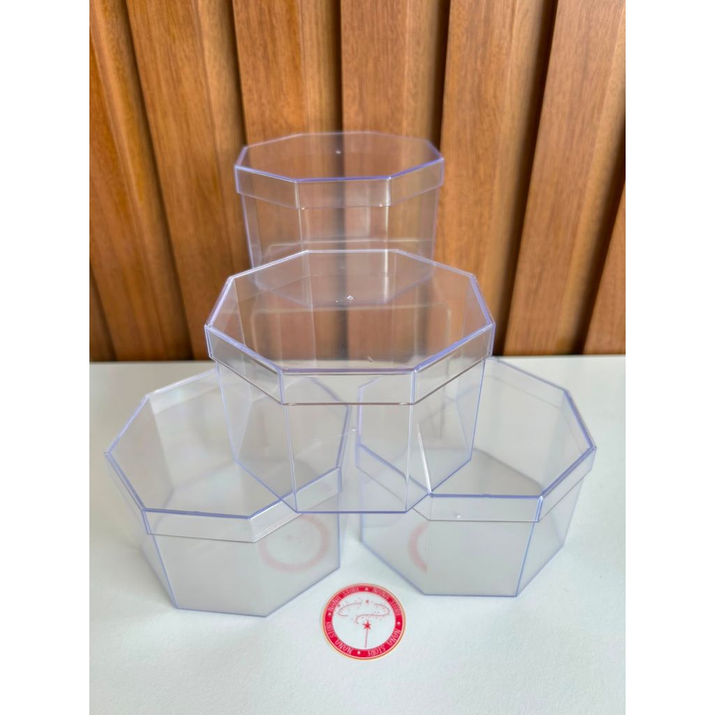 Caixa Acrílica Octogonal 11x7cm Transparente Com Tampa Lembrancinha Personalizados Luxo