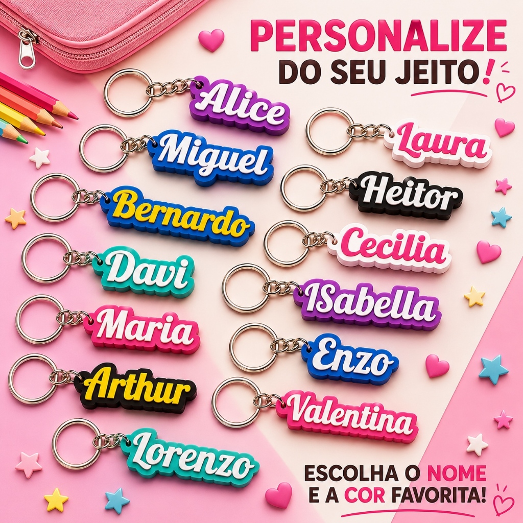 Kit 10/30/50 Chaveiros Personalizados Com Logomarca Ou Nome