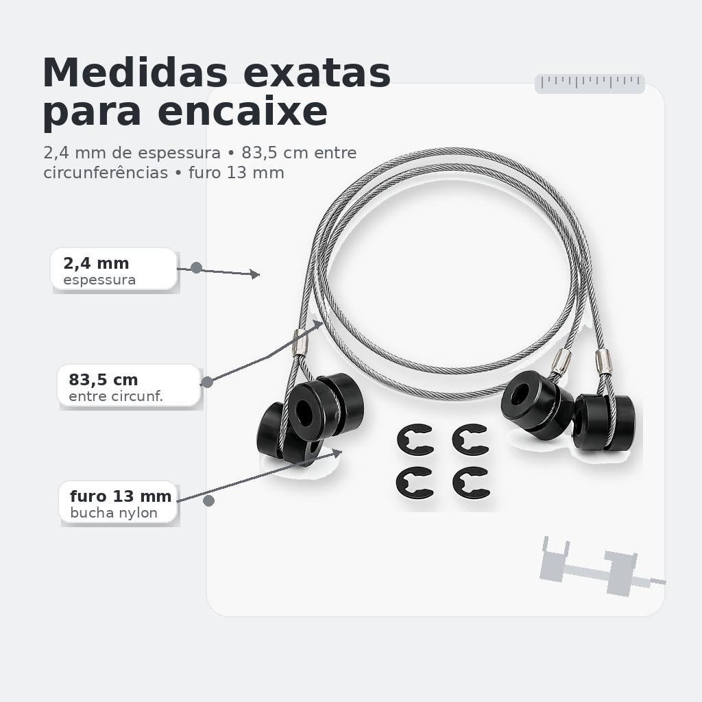 Kit Cabo de Aço para Simulador de Caminhada – Reposição Compatível com Polimet