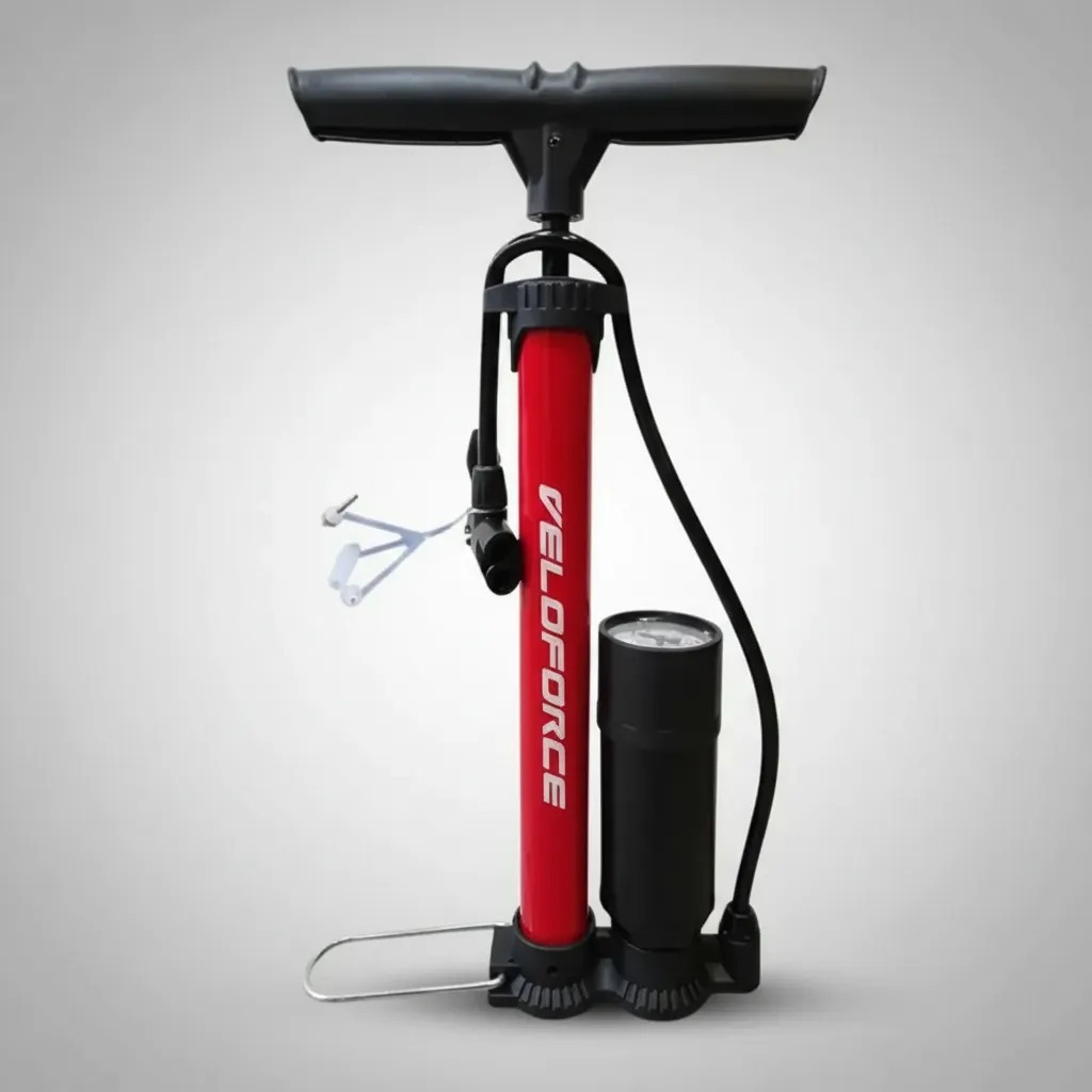 Bomba Ar Encher Pneu Bike Carro Moto Manômetro Bico Duplo