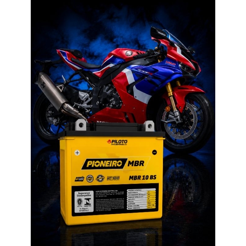 Selada Bateria Moto Cb 600f Hornet Pioneiro Mbr 10 Bs 8,6ah · foto 2