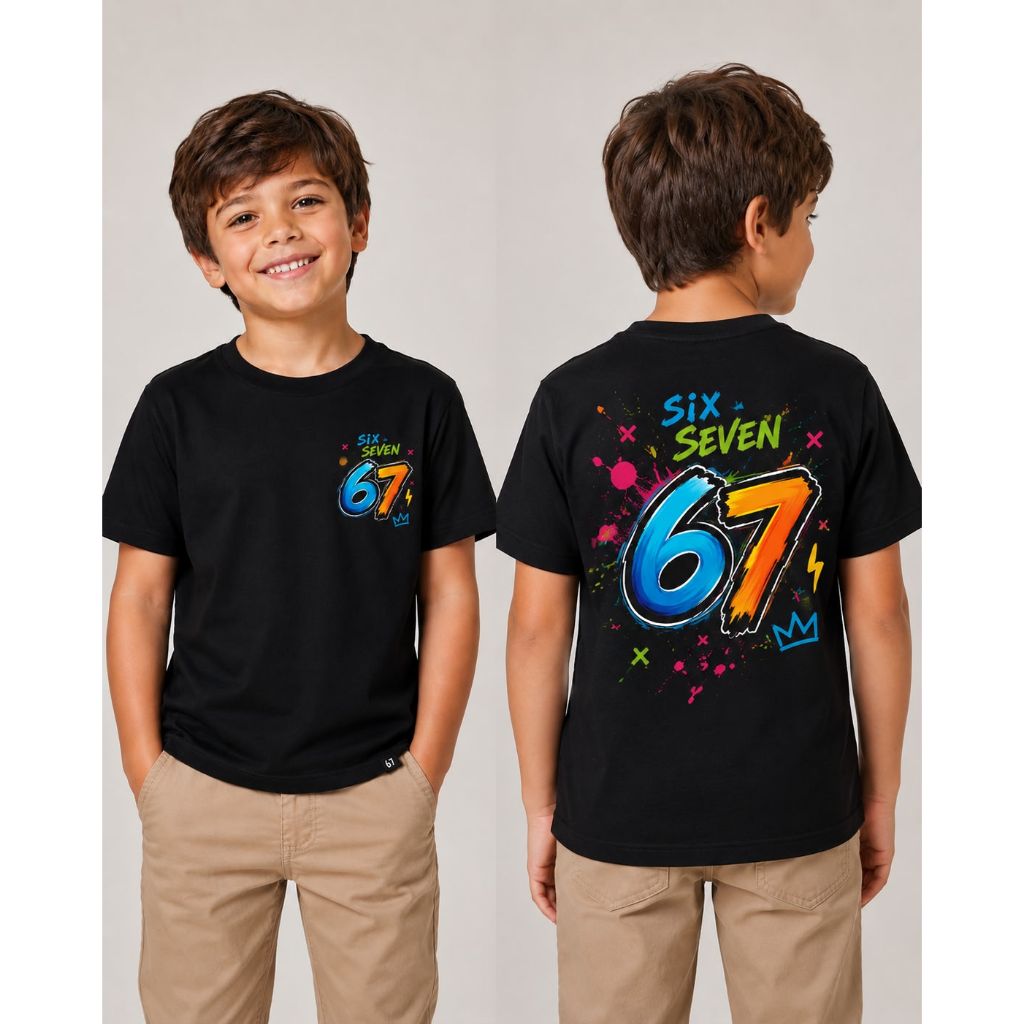 Camiseta six seven divertida 67 infantil PARA CRIANÇAS colorida masculina e feminina blusa camisa