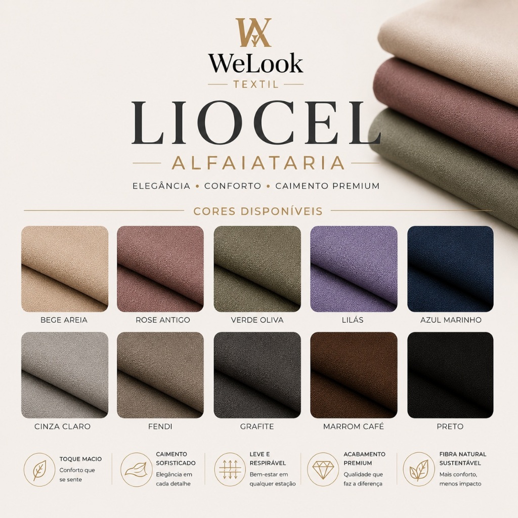 Tecido Alfaiataria Liocel Premium 2 Metros - Toque Macio Caimento Elegante — imagem 2 de 2