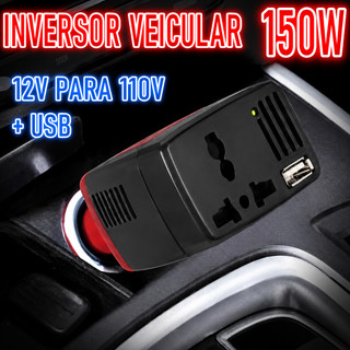 Inversor Conversor Carro Tomada Veicular 150w 12v Para 127v Veicular Automovél Celular Games Tablet