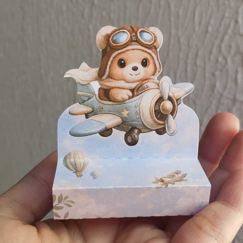 Porta bis duplo personalizado Ursinho Aviador | Lembrancinha Festa Infantil Casamento Formatura ABC