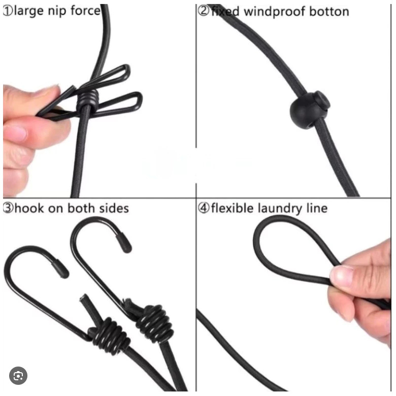 KIT Mini Cabide Gancho+Linha Varal De Roupa De Secagem Multifuncional De 180cm Com 12 Clipes — imagem 2 de 2